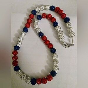 Red/white/blue crystal necklace